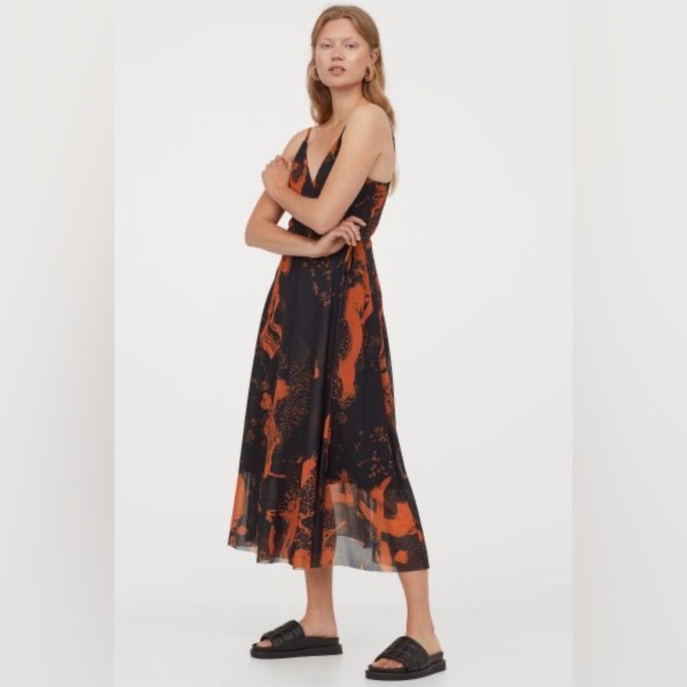 H&M Dark Blue/Orange Wrap Dress